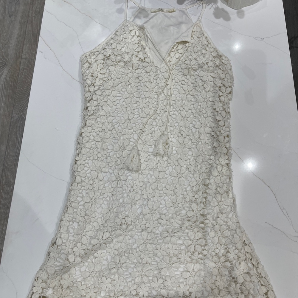 Solitaire Elegant Cream Lace Dress,S